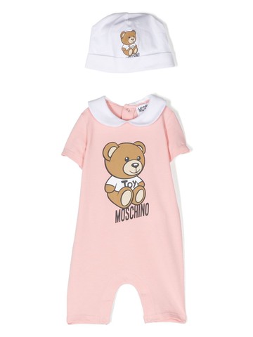 Moschino Kids - Teddy Bear babygrow set - kids - Cotton/Spandex/Elastane/Spandex/Elastane/Cotton - 3-6 - Pink