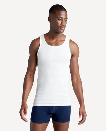 Kenneth Cole | Ribbed-Cotton Tank Undershirt 4-Pack in White, Size: XL