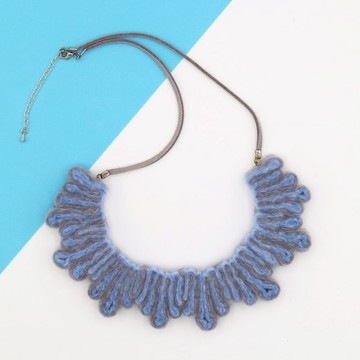 水花頸鏈 - 藍灰