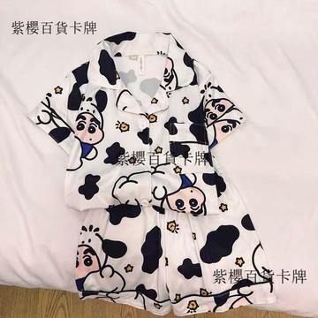 【✨台灣現*貨/ 全場免運 ✨】 夏季新款男童睡衣兒童蠟筆小新短袖套裝女孩寶寶家居服兩件套裝 ✨紫櫻百貨卡牌