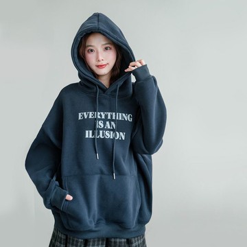 現貨★連帽抽繩英文字口袋內刷絨上衣(共2色)1125 【NR2417】