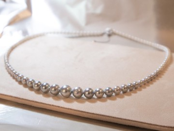 天然日本珍珠Akoya 雙色漸變項鍊18k 金