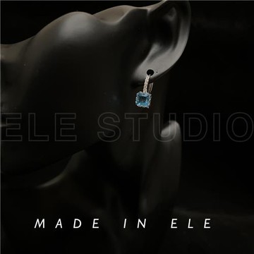 ELE餓了 閃耀方糖耳環 男女鑲嵌方鉆時尚鋯石耳釘小巧高級感ins