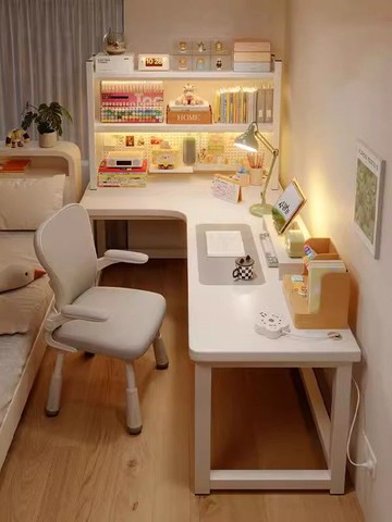 轉角電腦桌書桌書架一體學生臥室梳妝臺學習寫字拐角出租房桌子 ph6211