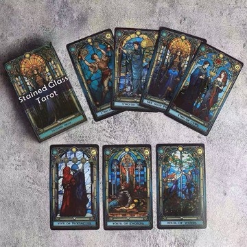 💥桃園出貨💥Tarot韋斯特花窗塔牌78張經典新款彩色玻璃Stained Glass初學者牌🌟可開票