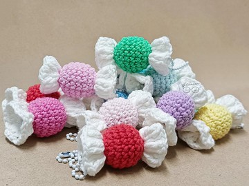 糖果毛線鑰匙圈 繽紛毛線糖果