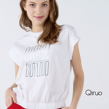 Qiruo 奇若春夏專櫃白色上衣7056A 短袖英文圖案