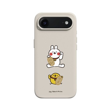 iPhone Air SolidX 貝殼灰 - 懶散兔與啾先生 Lazy Rabbit and Mr.Chu - 好運都來