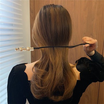 隔日✈️新款蓬鬆丸子頭花苞頭氣質花朵珍珠盤發神器懶人盤發棒簡約丸子頭