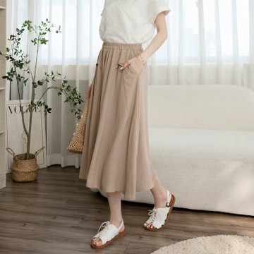 OB嚴選中大尺碼-透涼皺感肌理腰鬆緊半身裙《CA3112》