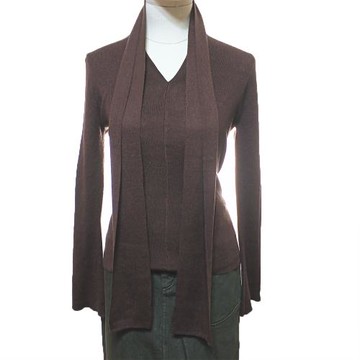 【PANGCHI 龐吉】圍巾V領羊毛上衣(9413208/15/65/75)