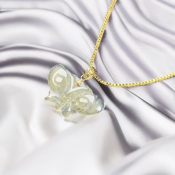 冰種翡翠蝴蝶18K金吊飾 | 天然緬甸玉翡翠A貨 | 送禮