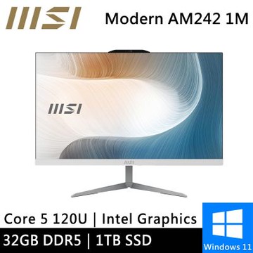 微星 Modern AM242 1M-1059TW-SP3 24型 白(Core 5 120U/32G/1TB SSD/W11)特仕版