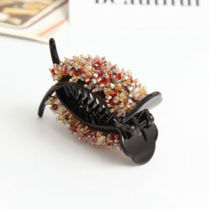 ヘアクリップ お団子ヘア用 細かな沢山のビジュー キラキラ レッド 通販 Lineポイント最大1 0 Get Lineショッピング