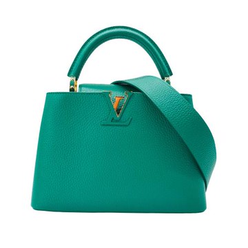 Louis Vuitton 展示品 Capucines BB Taurillon皮革金飾LV掀蓋手提斜背包(M21690-祖母綠)