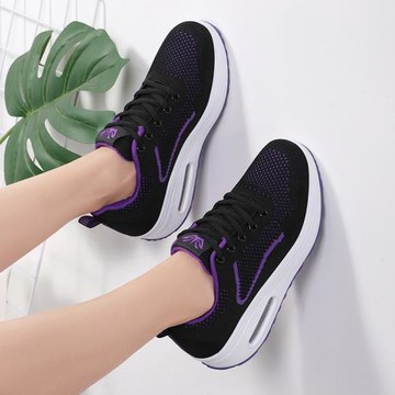 睿登鞋子女2025冬季新款網面透氣運動鞋女厚底搖搖鞋中老年媽媽鞋