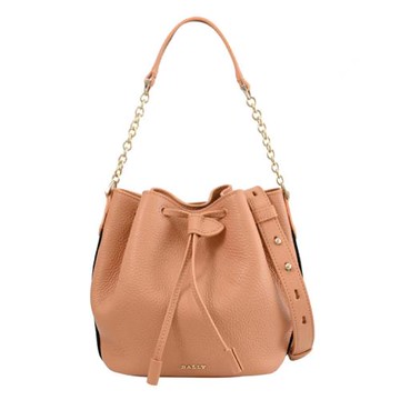 BALLY 6307832 BALLM 浮雕LOGO迷你兩用水桶包.粉橘