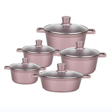 JIO小鉆深煎12件套壓鑄鋁鍋外貿鍋大理石不粘鍋湯鍋深煎盤