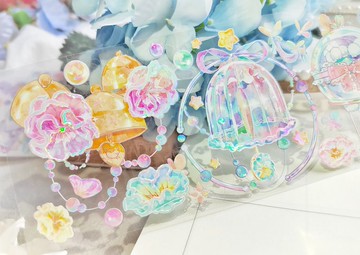 堇花與水晶鈴 雰囲気 PET 和紙膠帶 彩虹晶透 10米卷 台灣製