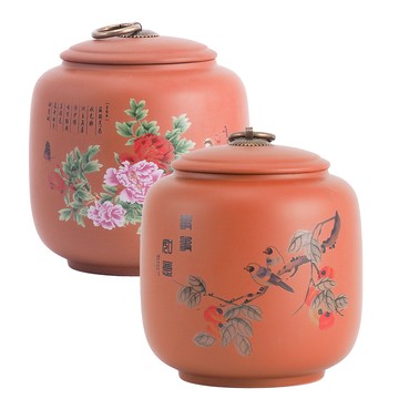 一品川流 圓形陶土茶葉罐-1入組