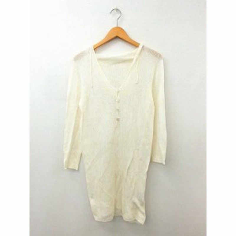 中古 コムサ Comme Ca ワンピース フード ニット 長袖 綿 コットン 無地 シンプル 11 ホワイト 白 Kt59 レディース 通販 Lineポイント最大1 0 Get Lineショッピング