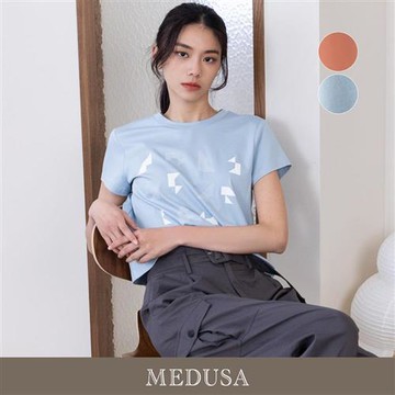 現貨【MEDUSA 曼度莎】點點七巧板 短版T恤 - 2色（M-XL）｜女休閒上衣 短袖上衣