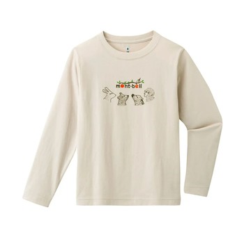 【【蘋果戶外】】mont-bell 2104765 IV 象牙白【兒童款】COTTON T 長T 棉T L/S 防曬 動物森林