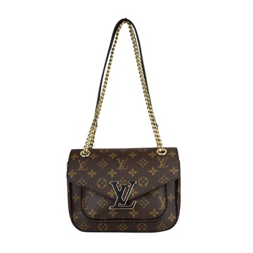 Louis Vuitton 新款Passy系列經典老花鏈帶翻蓋肩背包（咖啡） _廠商直送