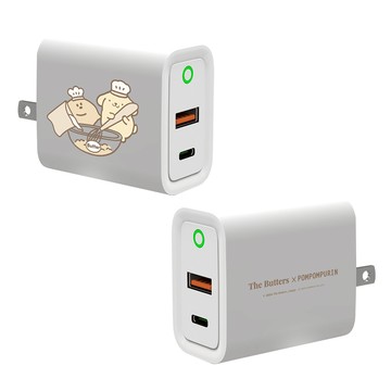 【TOYSELECT】奶油家族x布丁狗麵包烘焙USB3.0+PD20W雙孔充電器