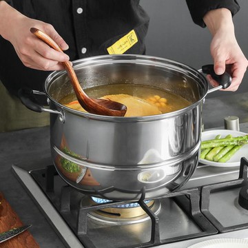 加厚兩層不銹鋼蒸鍋家用大容量湯鍋二層蒸饅頭蒸煮鍋電磁爐煤氣灶