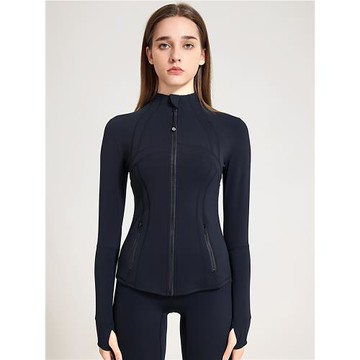 夏薄款高端瑜伽外套女修身立領跑步運動健身長袖冰絲防曬衣瑜珈服