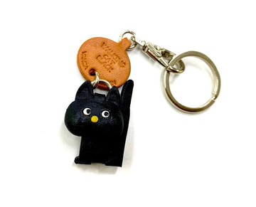 黑貓 散步 貓咪 真皮鑰匙圈 日本製 VANCA CRAFT