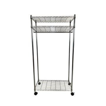 我塑我形 90 x 45 x 170 cm MIT耐重移動式萬用鐵力士鍍鉻三層收納架-含衣桿 置物架 鐵力士架