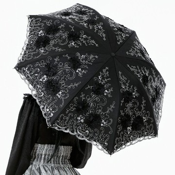 立體人造花雕花蕾絲花邊摺疊陽傘哥德蘿莉DARK IN LOVE台灣AUM015
