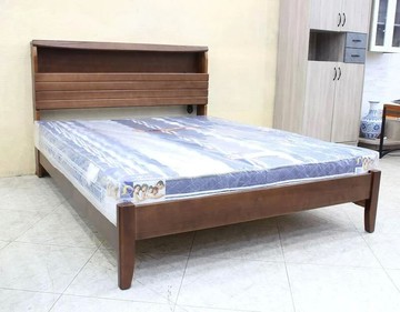 歐風別館幸運草胡桃色五尺雙人實木床架基隆至台中免運費