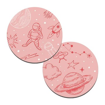 軟式珪藻土吸水杯墊-宇宙系列 少女星球 （2入/組） （10*10*0.5cm）_廠商直送