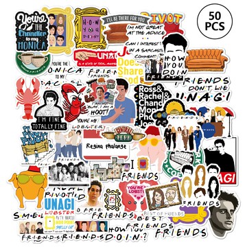 50張美劇老友記friends 周邊行李拉桿箱筆記本冰箱涂鴉貼紙