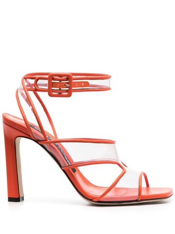 Sergio Rossi - Sr Lunettes 100mm open-toe sandals - women - PVC/Leather/PVC/Lambskin/Kid Leather - 40 - Orange