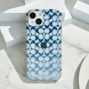 COACH｜iPhone 14 系列 精品手機防摔保護殼-漸層藍經典大C