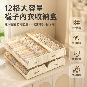 桃園出貨✨ 源嘉居透明分格內衣收納盒 臥室衣櫃文胸內褲襪子防塵整理盒