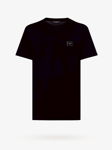 Cotton t-shirt with metal logo patch - DOLCE & GABBANA - gender_Man