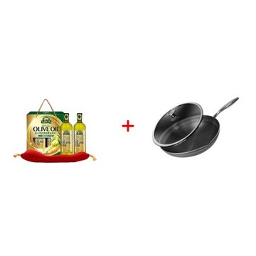 【1+1抗漲配】廚房神器組合(得意的一天橄欖油禮盒+3D蜂巢旋風聚能好鍋1入)