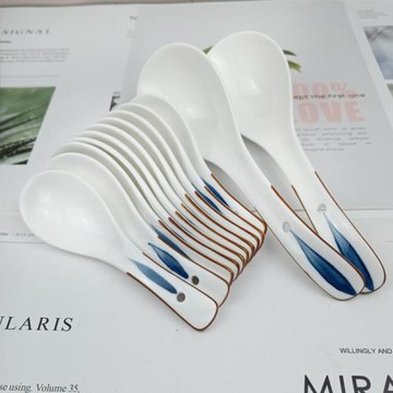 湯匙陶瓷勺子家用喝湯小勺子創意可愛長柄調羹湯勺子大號日式瓢羹