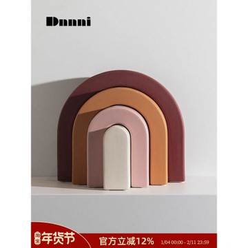 Dnnni彩虹拱形陶瓷擺件花瓶北歐現代簡約家居客廳酒店花器裝飾品