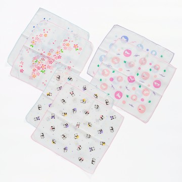 二重紗紗布印花方巾29X34CM  純紗布 印花款 刷牙巾 無甲醛 無螢光劑 隨機出貨