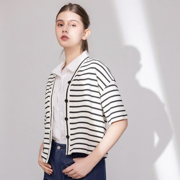 【MEDUSA】小波紋條紋針織開襟上衣(M-XL) | 開襟上衣 針織上衣