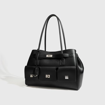 VIVILIAN機車風大容量單肩子母鎖扣托特包