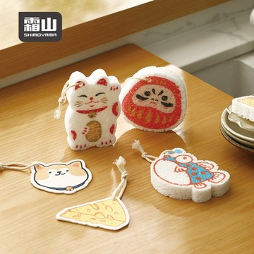 日本霜山 趣味造型木漿棉去汙清潔海綿刷 (5個造型1組)