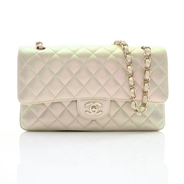 CHANEL 香奈兒 COCO 25 肩背包 珠光白 羊皮 金釦 A01112 【二手名牌BRAND OFF】