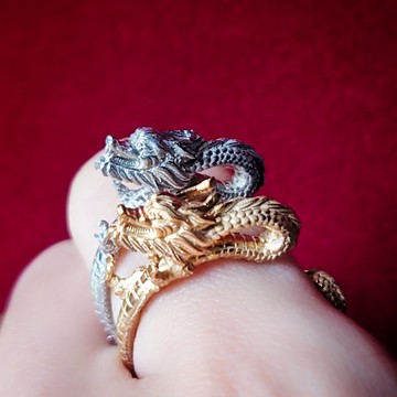 精緻霸氣全立體 騰龍純銀耳夾戒指 (兩用款式)